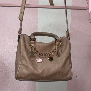 Juicy Couture Beige Crossbody Bag with Gold Charm Chain